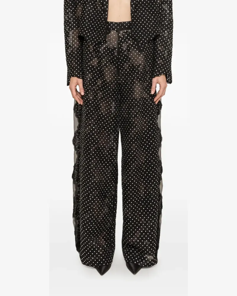 NISSA embellished lace palazzo pants - Schwarz Schwarz