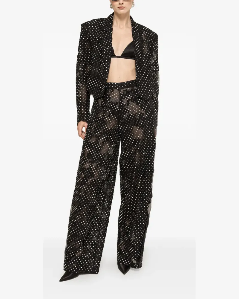NISSA embellished lace palazzo pants - Schwarz Schwarz