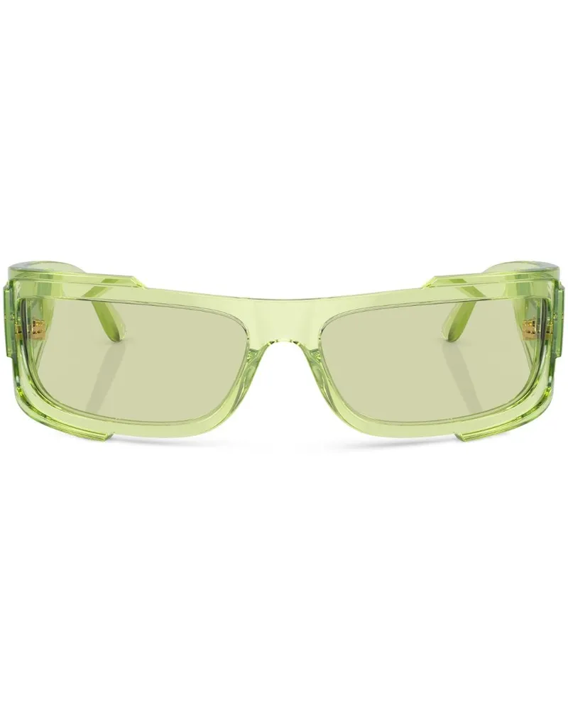 Versace Eckige Sonnenbrille mit Logo-Schild - Grün Grün