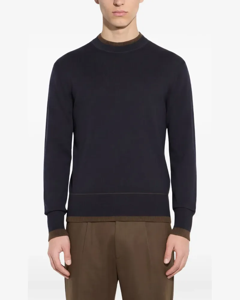 Paolo Pecora Milano Wollpullover im Layering-Look - Blau Blau