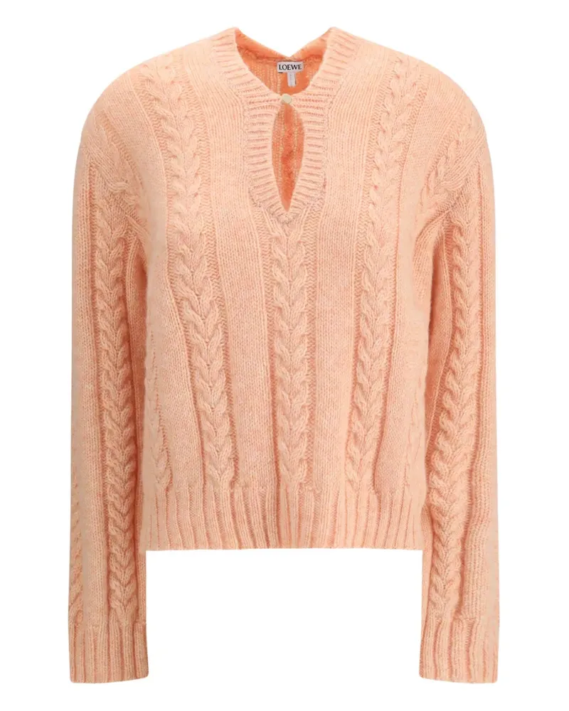 Loewe cable-knit v-neck sweater - Rosa Rosa