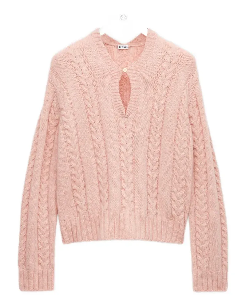 Loewe Pullover mit Zopfmuster - Rosa Rosa