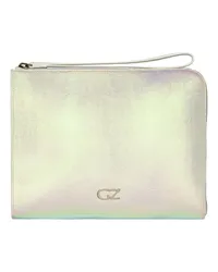 Giuseppe Zanotti Clutch mit Metallic-Print Silber