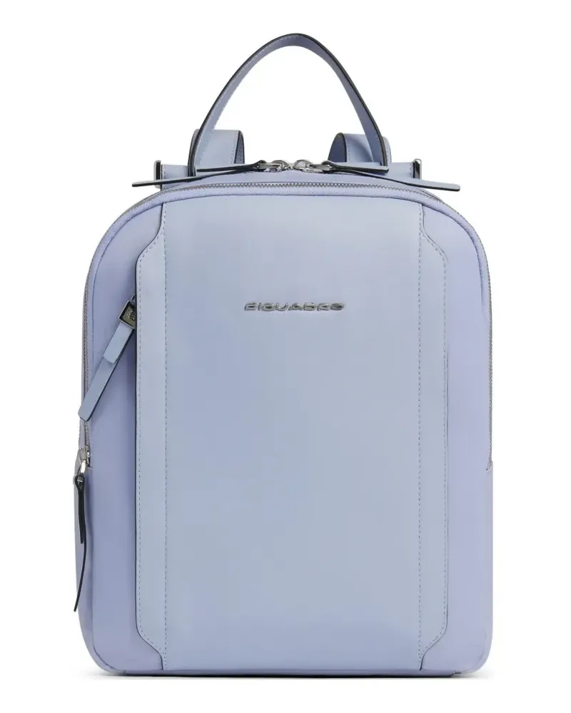 Piquadro leather textile backpack - Blau Blau