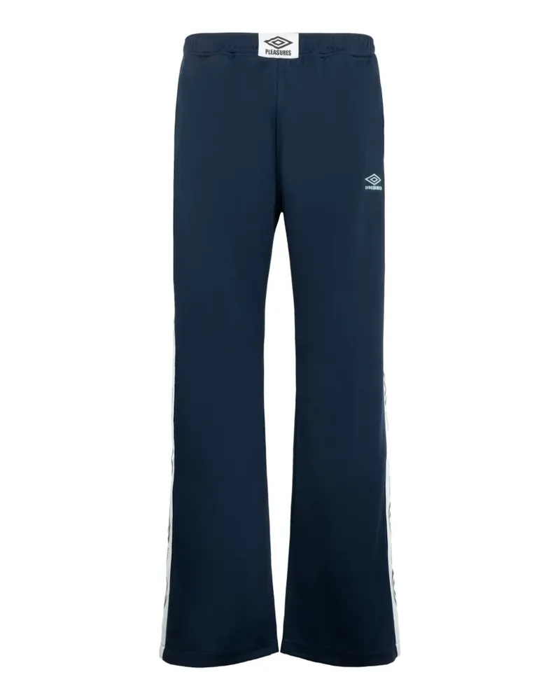 PLEASURES logo-tape bootcut track pants - Blau Blau