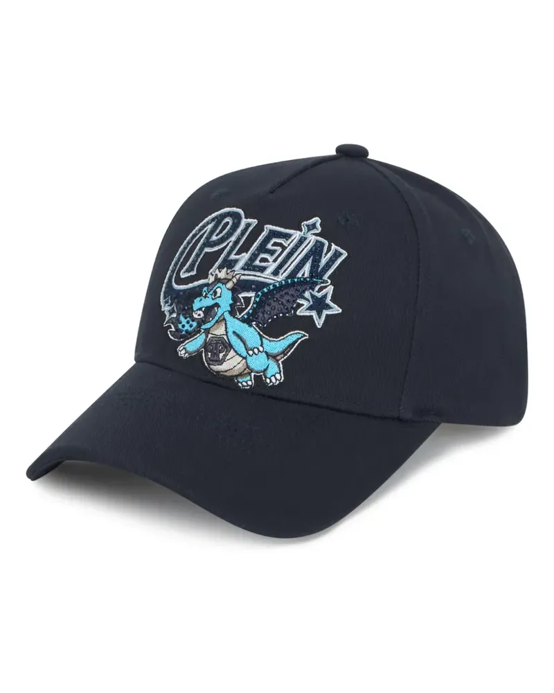 Philipp Plein Baseballkappe mit Drachen-Patch - Blau Blau