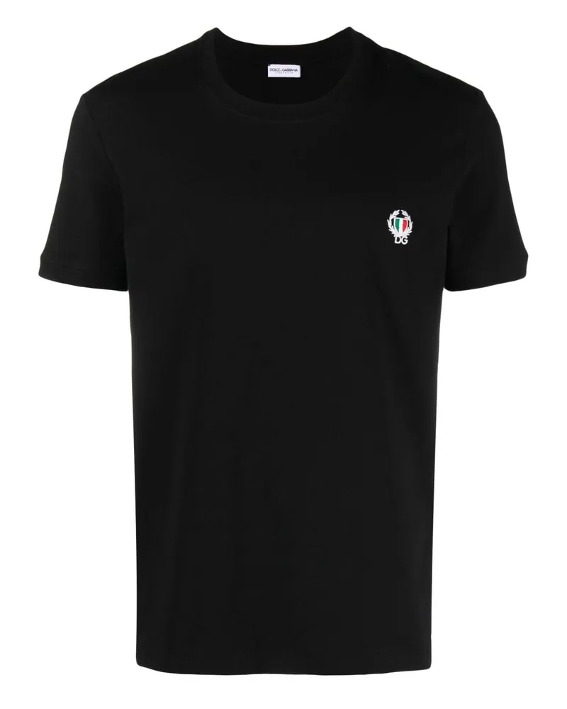 Dolce & Gabbana T-Shirt mit Logo-Stickerei - Schwarz Schwarz
