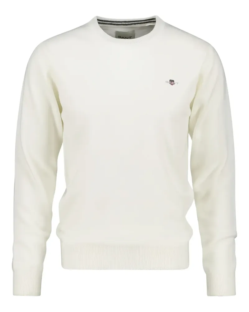 Gant Pullover aus Lammwolle mit C-Ausschnitt - Weiß Weiß