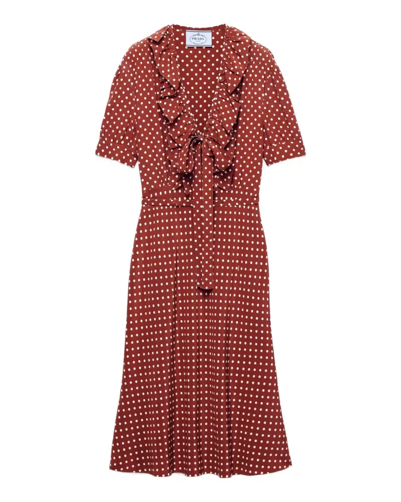 Prada Marocain Kleid mit Tupfen-Print - Braun Braun