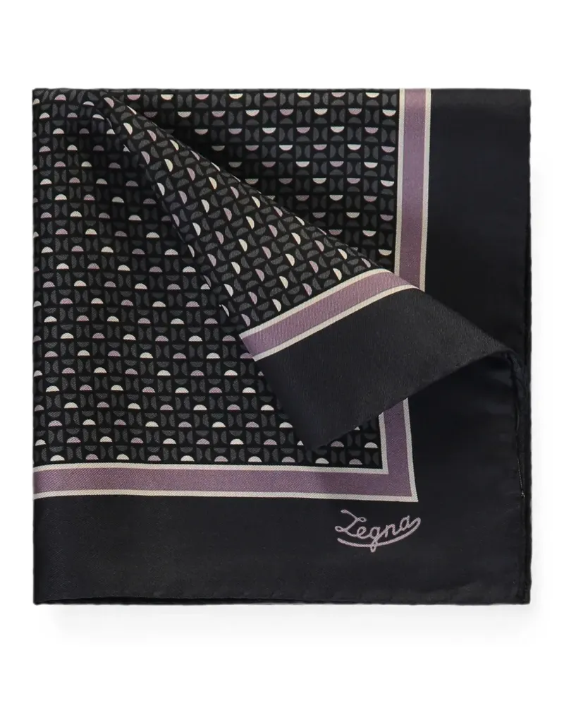 Ermenegildo Zegna geometric-print silk pocket square - Schwarz Schwarz