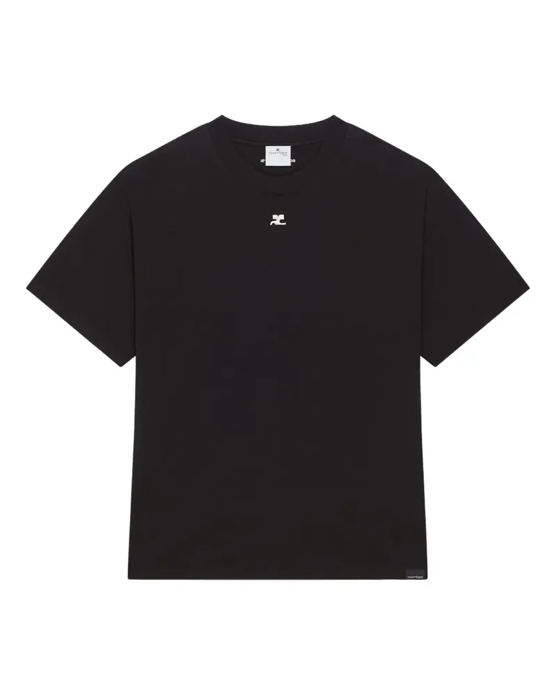 Courrèges T-Shirt mit Logo-Stickerei - Schwarz Schwarz