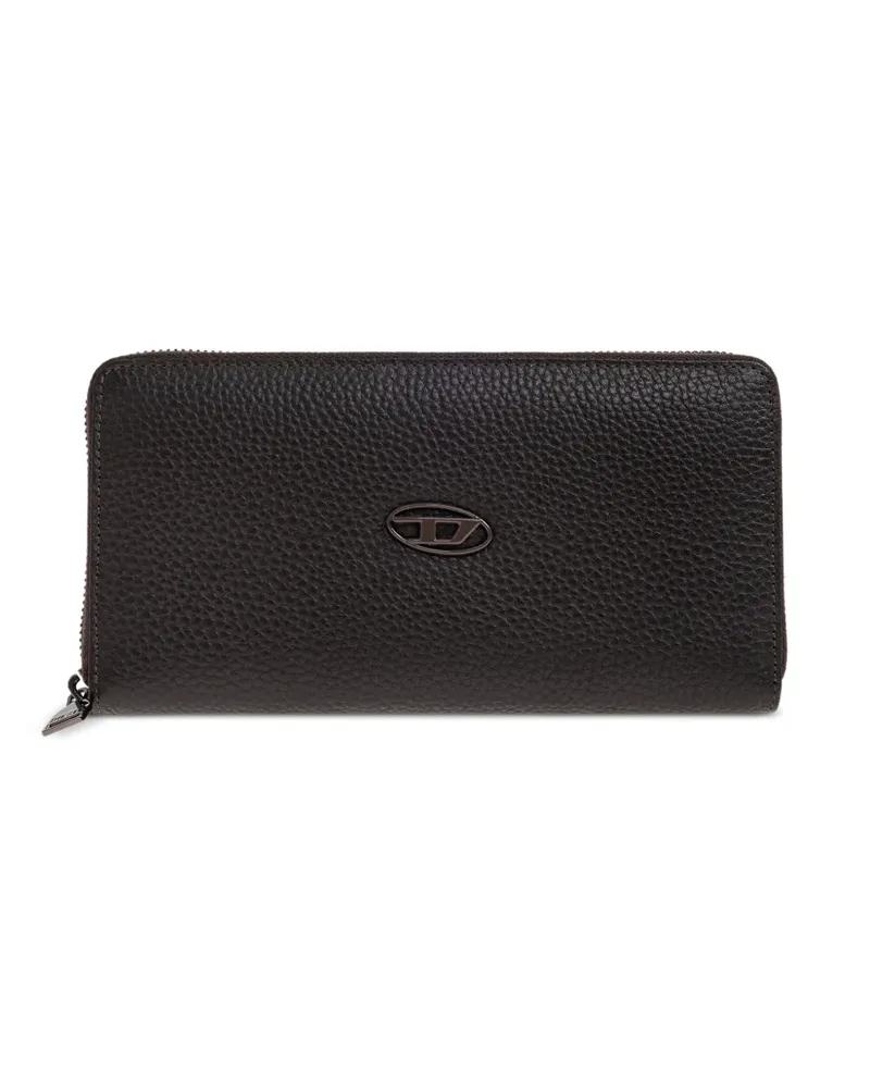 Diesel logo zip wallet - Braun Braun