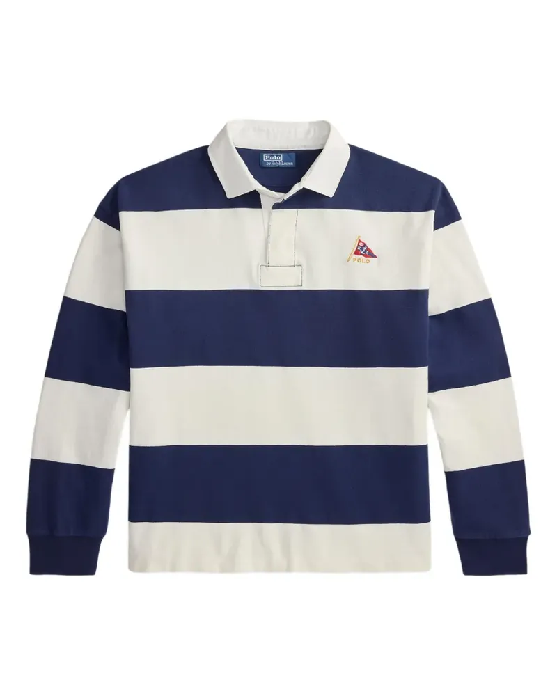 Ralph Lauren Gestreiftes Rugby-Poloshirt mit Stickerei - Blau Blau