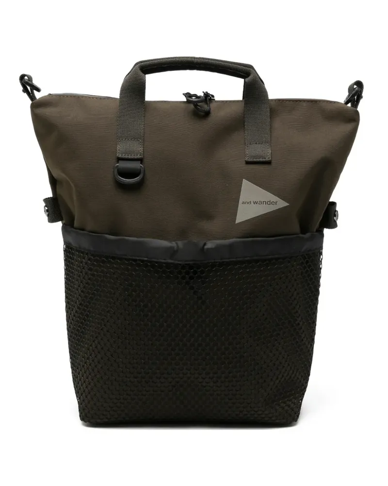 and wander mesh-panelled zip-pocket shoulder bag - Grün Grün