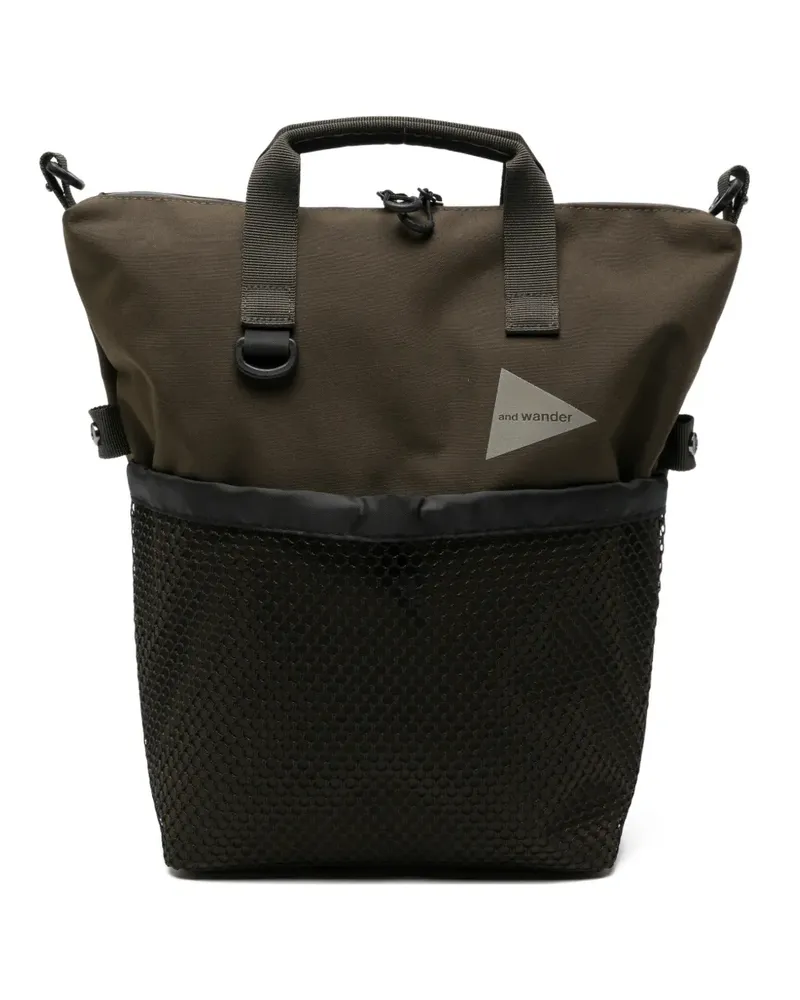 and wander mesh-panelled zip-pocket shoulder bag - Grün Grün