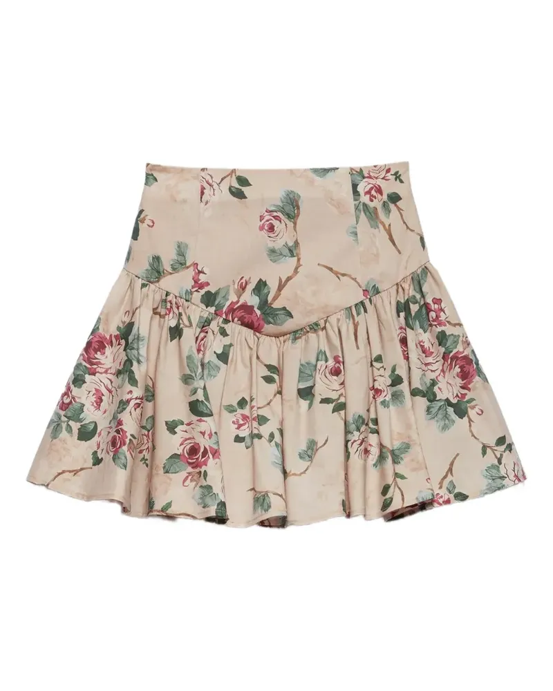 Aniye By Diana ruffled-hem floral mini skirt - Nude Nude