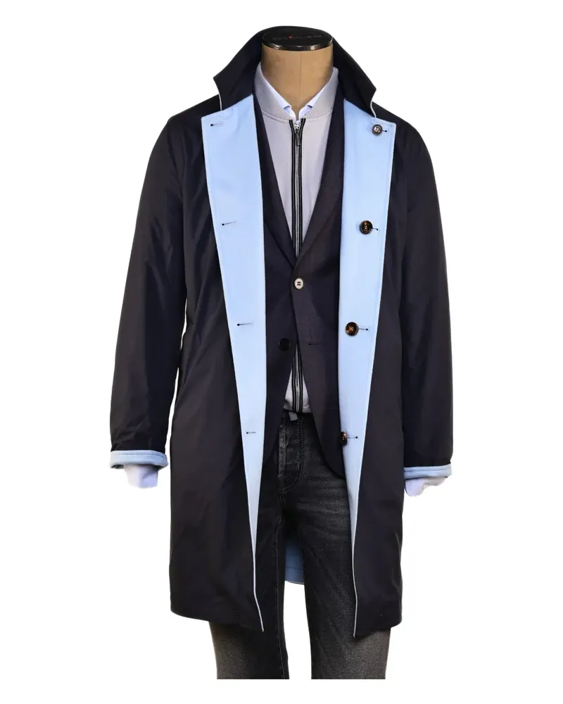 Kiton Wendbarer Peak Mantel aus Kaschmir - Blau Blau