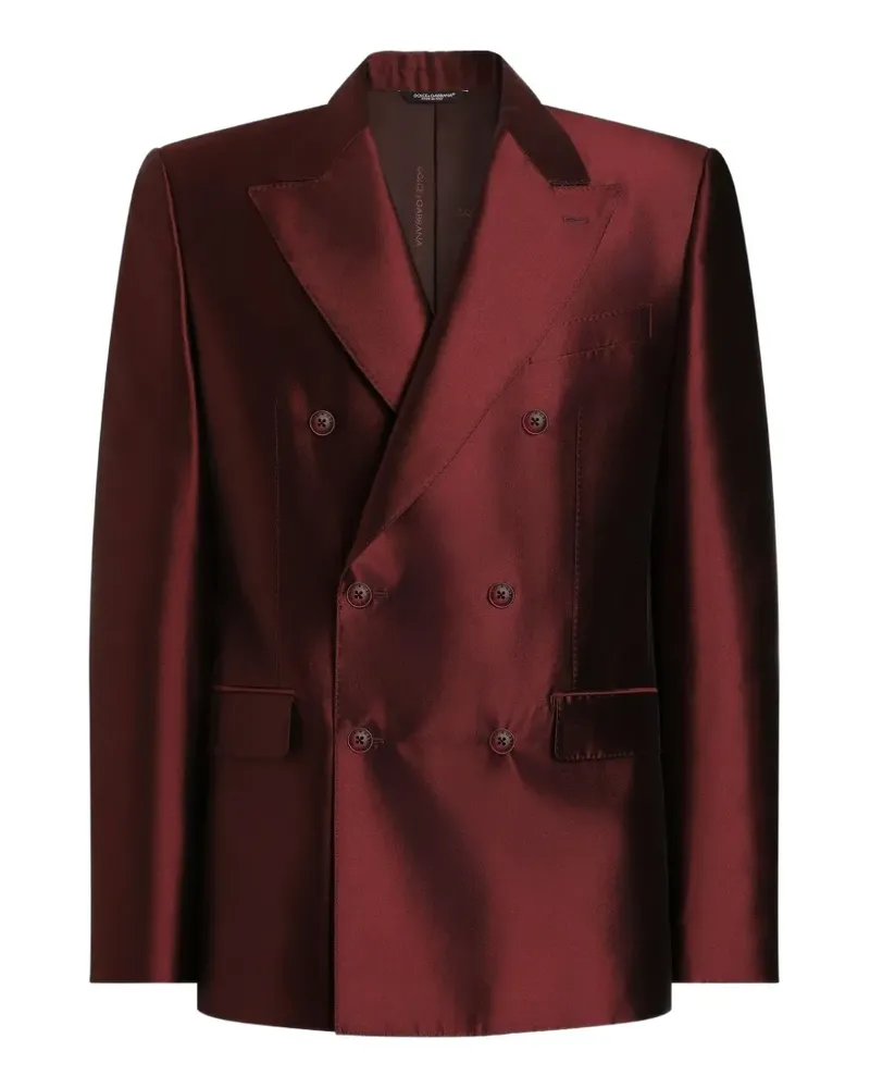 Dolce & Gabbana Leichte zweireihige Sicilia Jacke aus Shantung-Seide - Rot Rot