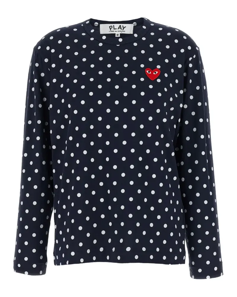 Comme des Garçons polka dot print heart patch T-shirt - Blau Blau