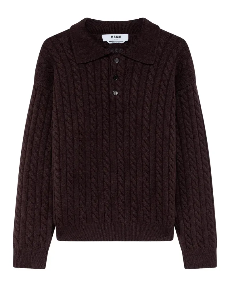 MSGM Poloshirt mit Zopfmuster - Braun Braun
