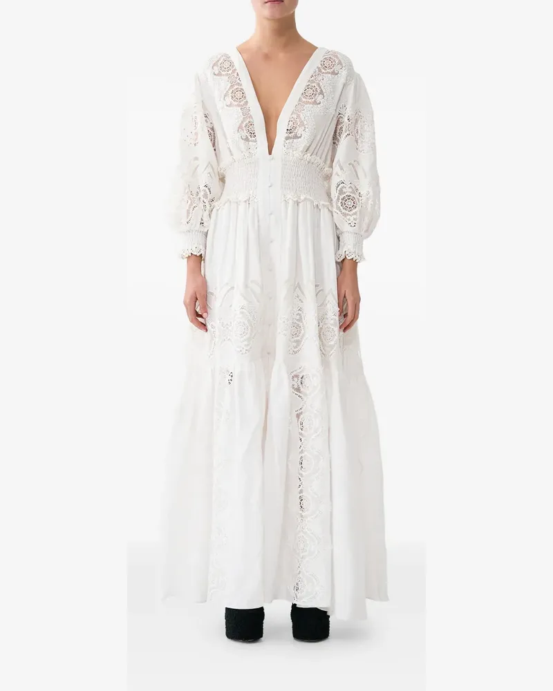 Camilla shirred lace maxi dress - Weiß Weiß