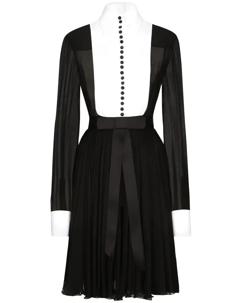 Dolce & Gabbana Seidengemisch-Hemdkleid mit Latzkragen - Schwarz Schwarz