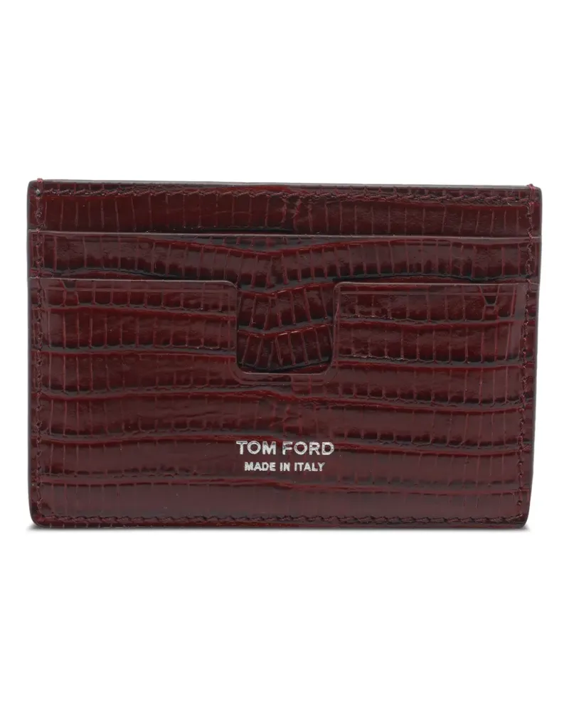Tom Ford croc-effect leather card holder - Rot Rot