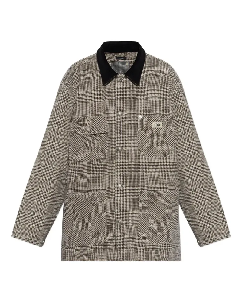 R13 Jacke mit Prince-of-Wales-Karo - Grau Grau