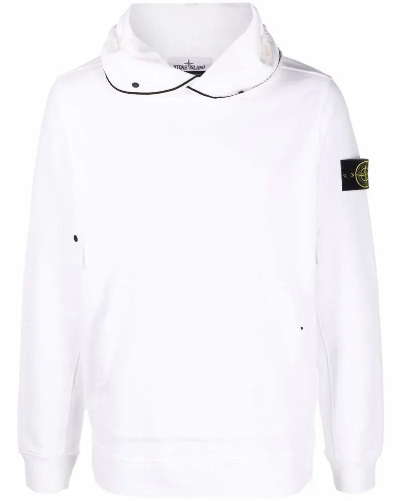 Stone Island Hoodie mit Kontrastpaspel - Weiß Weiß