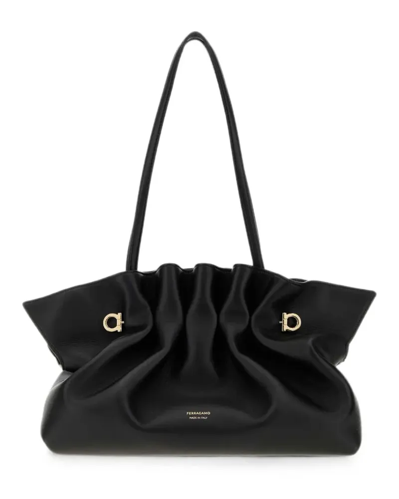 Ferragamo Geraffte Gancini Schultertasche - Schwarz Schwarz
