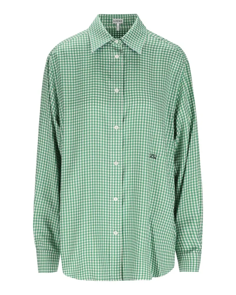 Loewe Anagram-embroidered gingham shirt - Grün Grün