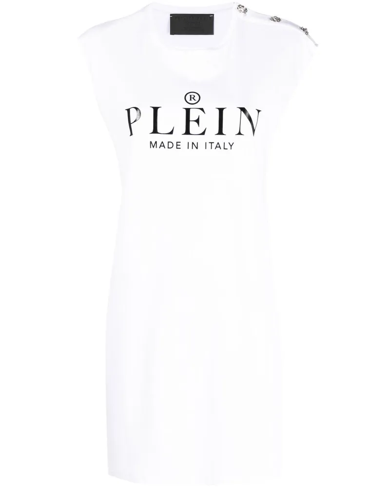 Philipp Plein T-Shirtkleid mit Logo-Print - Weiß Weiß