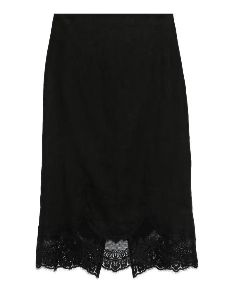 Twin-Set lace-trims fitted skirt - Schwarz Schwarz