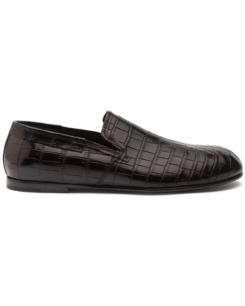 Dolce & Gabbana Loafer mit Kroko-Optik - Schwarz Schwarz