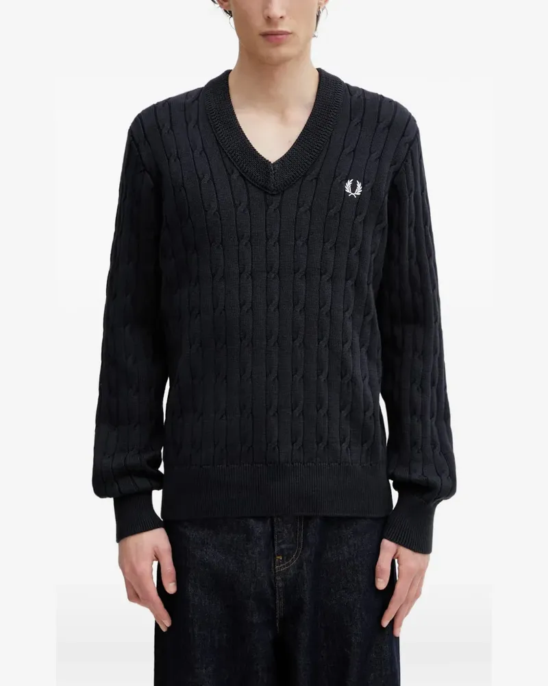 Fred Perry cable-knit V-neck sweater - Blau Blau