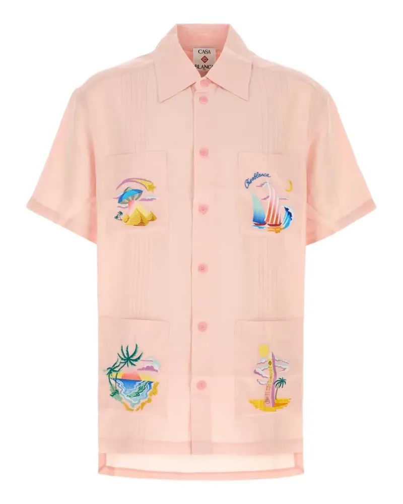Casablanca Paris pink Phantasmagoria embroidered short sleeve shirt - Rosa Rosa