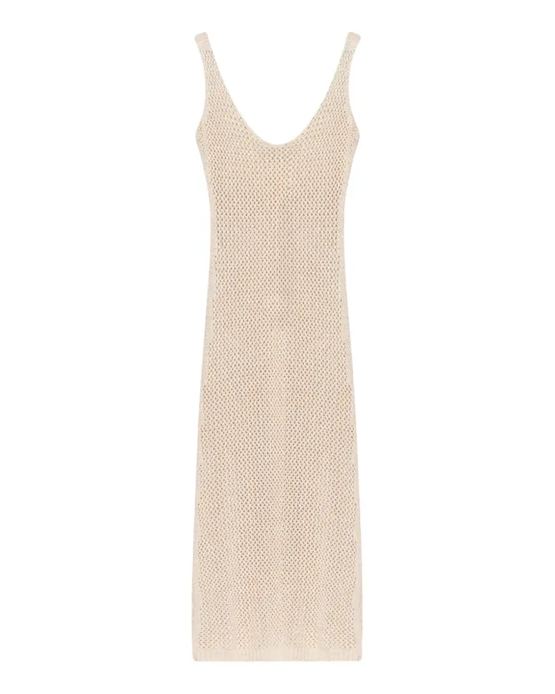 AKEP V-neck crochet-knit midi dress - Nude Nude