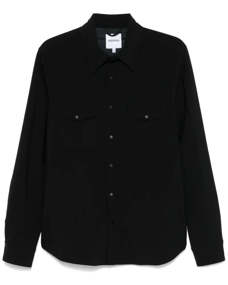 ASPESI Hemdjacke aus Flanell - Schwarz Schwarz