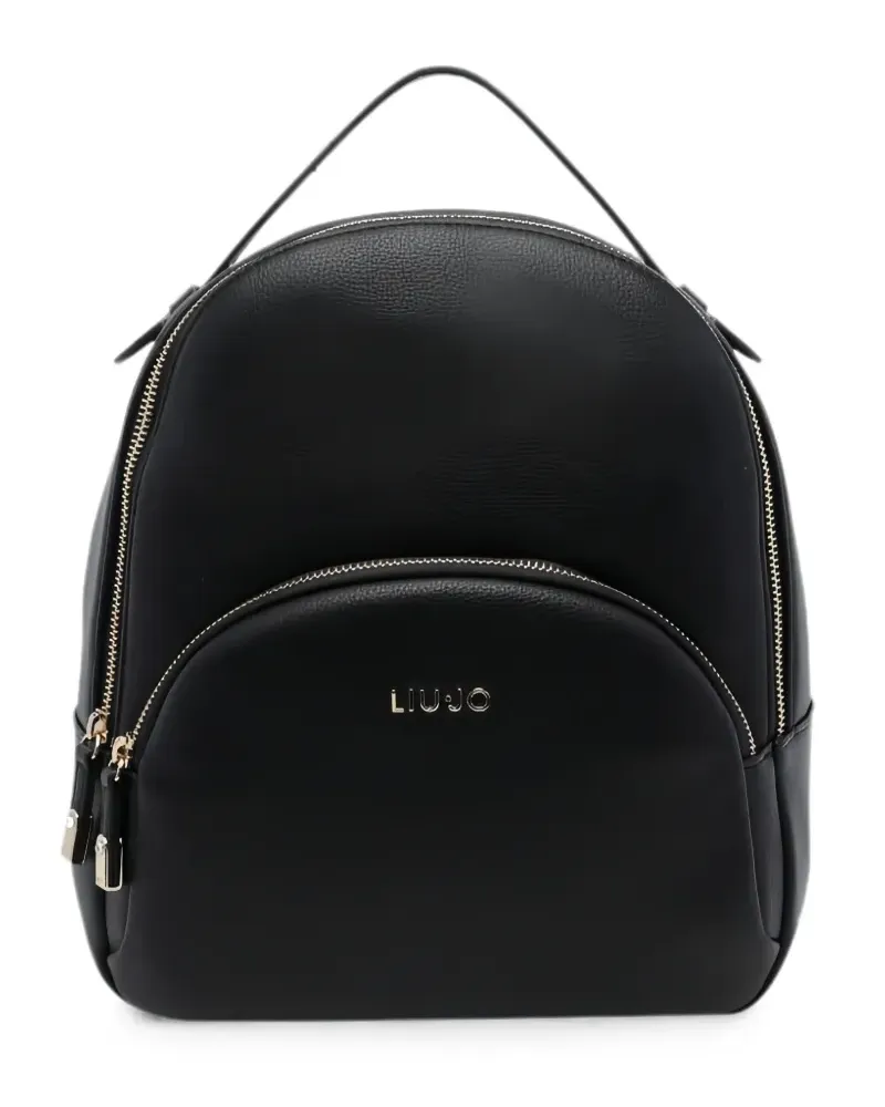 Liu Jo grained logo-plaque backpack - Schwarz Schwarz
