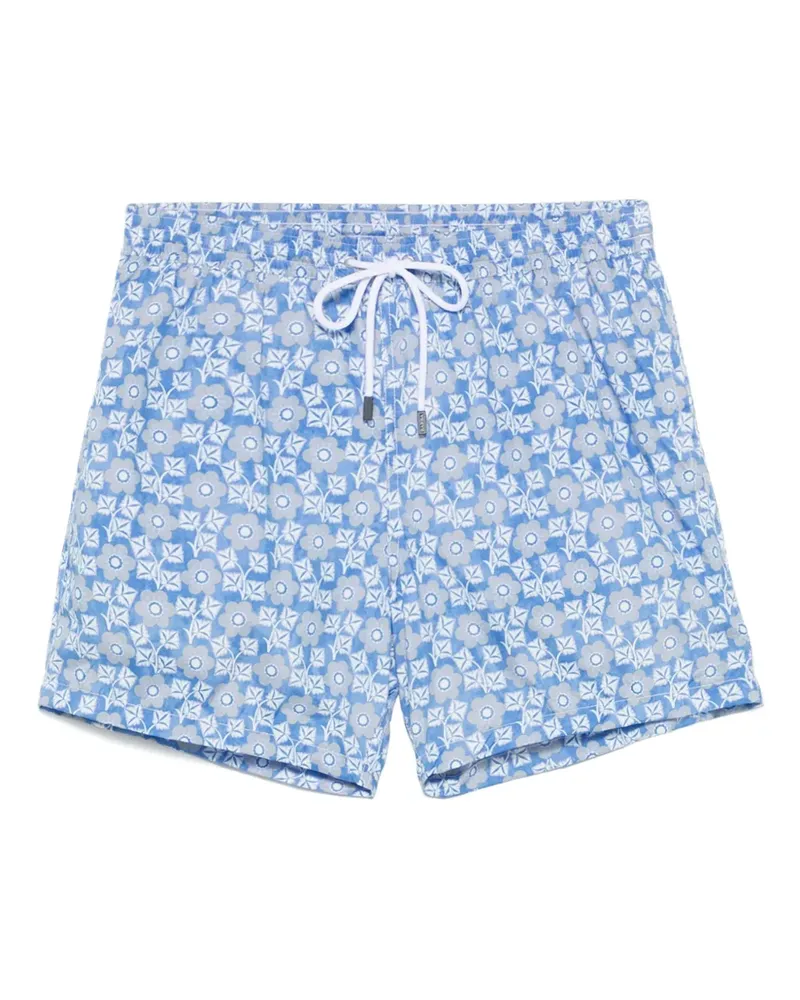 BARBA Badeshorts mit Blumen-Print - Blau Blau