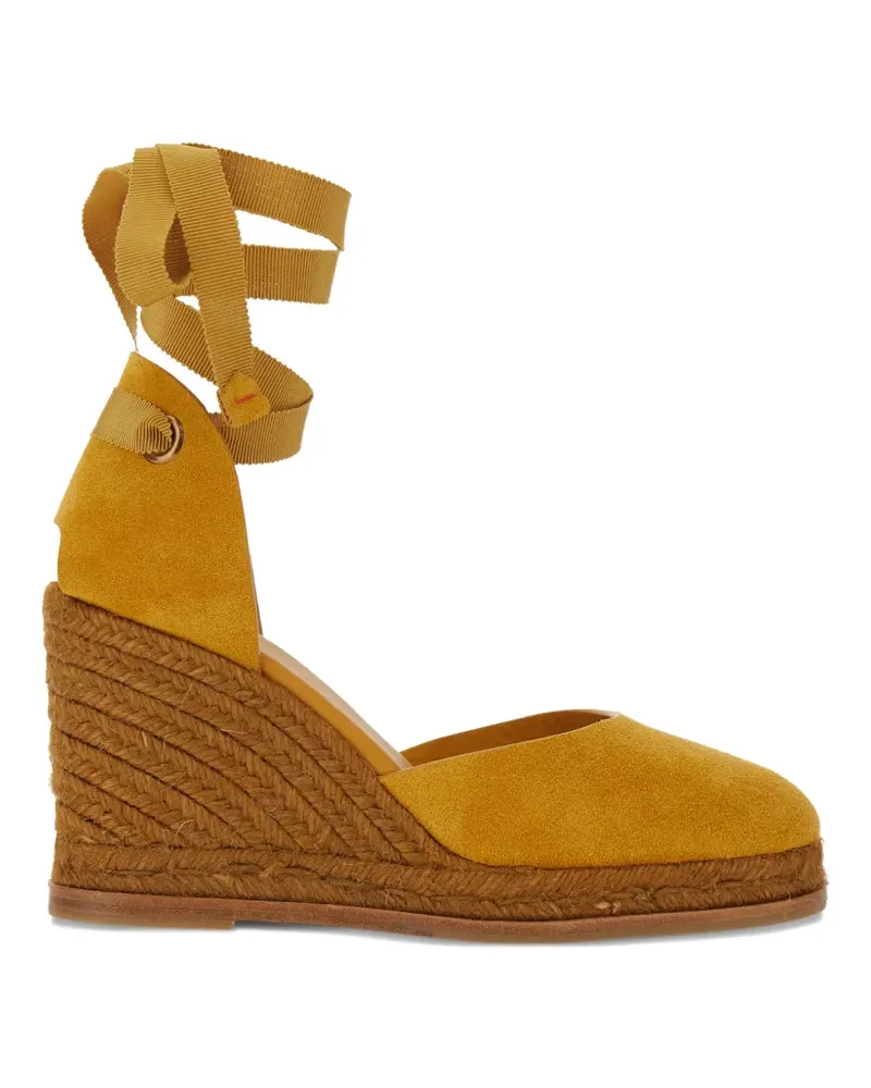 Castañer Camilla ribbon-tie wedged espadrilles - Gelb Gelb