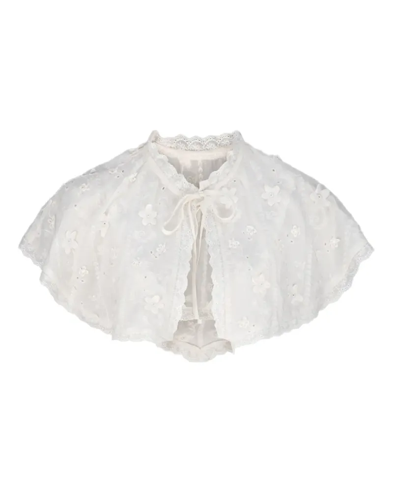 Atoir floral-embroidered scalloped-edge cape - Silber Silber