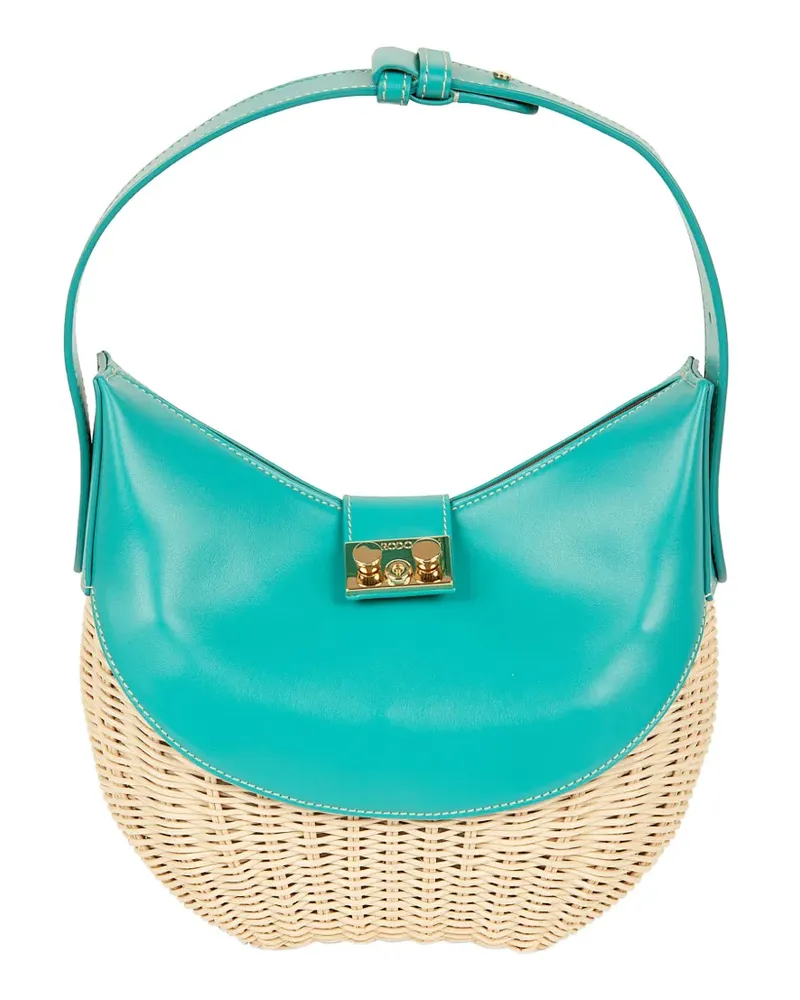 Rodo willow-wicker leather-trim clutch bag - Blau Blau