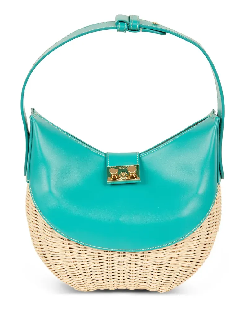 Rodo willow-wicker leather-trim tote bag - Blau Blau
