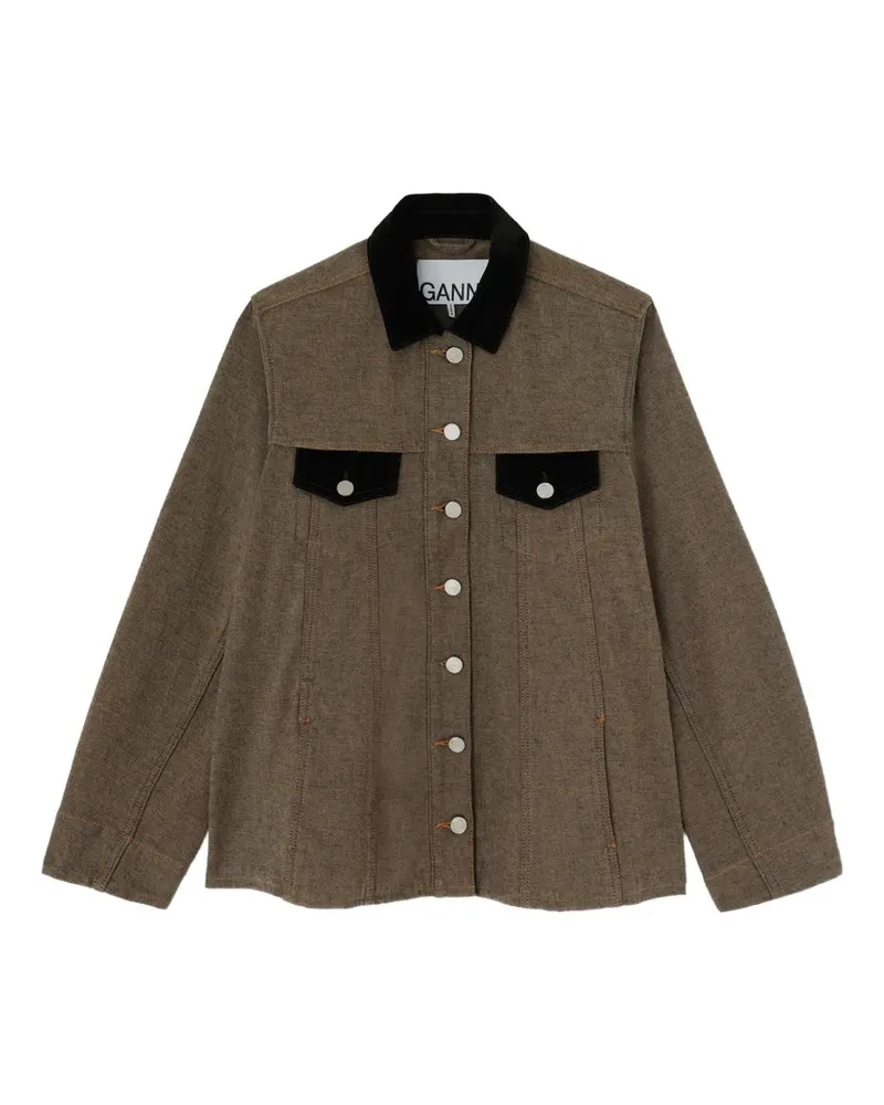 Ganni Hemdjacke aus Neppy-Denim - Braun Braun