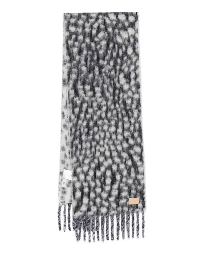 Fendi dot-pattern fringed scarf - Schwarz Schwarz