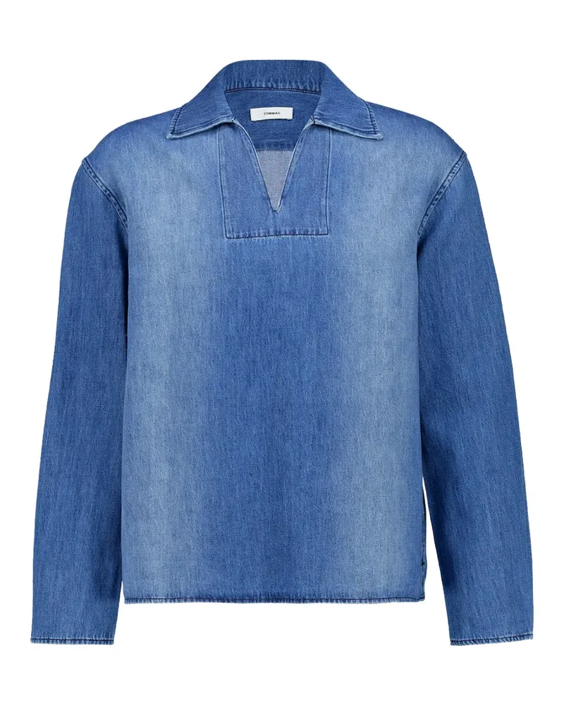 COMMAS Kastiges Poloshirt - Blau Blau