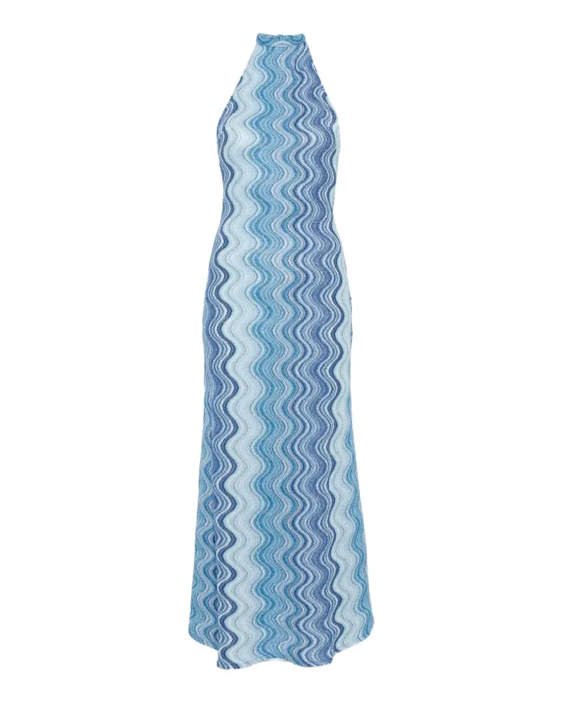 MC2 Saint Barth Tony zigzag-knit halterneck maxi dress - Blau Blau
