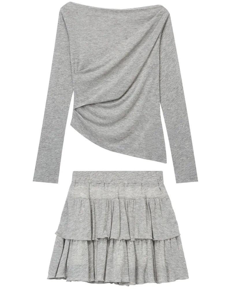 b+ab Minirock mit Rüschen - Grau Grau