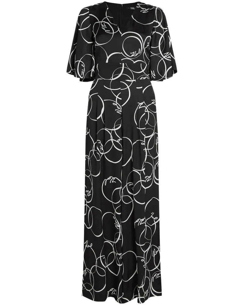 Karl Lagerfeld Jumpsuit mit Kreis-Print Schwarz